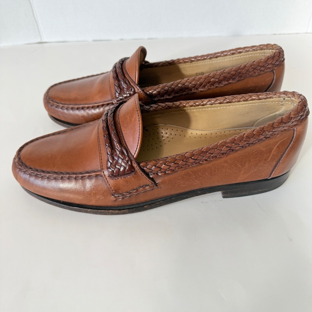Allen Edmonds Mens Newcomb Brown Leather Braided Penny Loafers 45480 USA 9.5D - Picture 3 of 8
